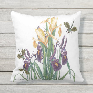 Iris en libellen buitenkussen