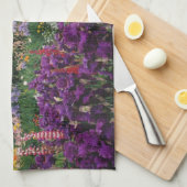 Iris en Lupine garden en Teton Range; Theedoek (Quarter Fold)