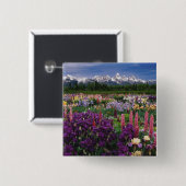Iris- en Lupine-tuin en Teton Range, Vierkante Button 5,1 Cm (Voorkant /achterkant)