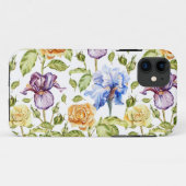 Iris en rozen waterverf bloemmotief Case-Mate iPhone case (Achterkant (horizontaal))