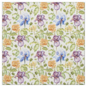 Iris en rozen waterverf bloemmotief stof (Swatch)