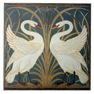 Iris en Rush Swans Walter Crane Swans Tegeltje