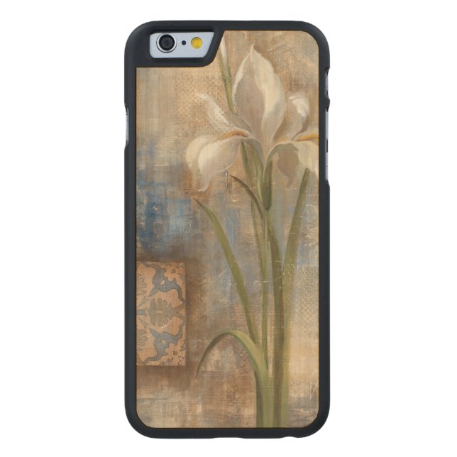 Iris en Tile Carved Wood iPhone Hoesje (Achterkant)