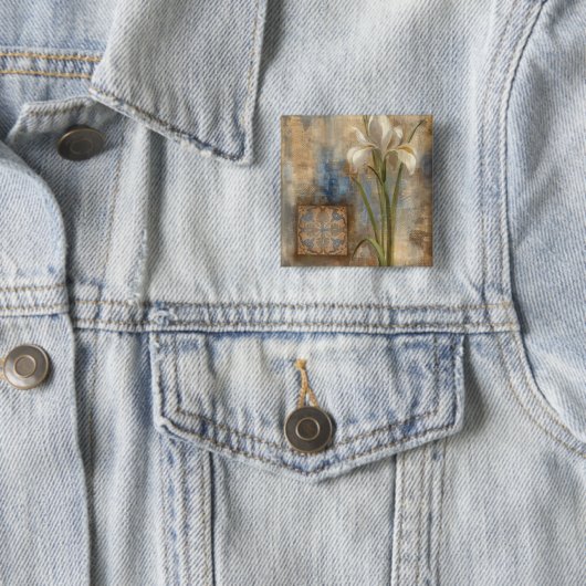 Iris en Tile Vierkante Button 5,1 Cm (In situ)