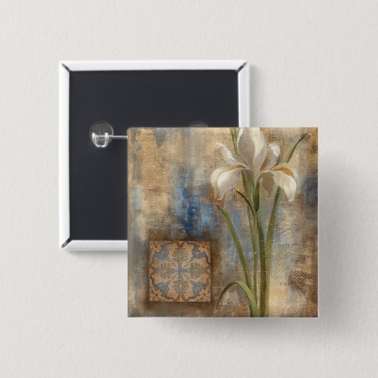 Iris en Tile Vierkante Button 5,1 Cm (Voorkant /achterkant)