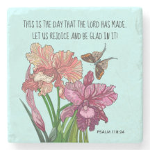 Iris en vlinder met vers vanaf Psalm 118:24