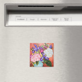 "Iris en vrienden" Fine Art Bloemen Vierkante Magn Magneet (Insitu (Vaatwasser))