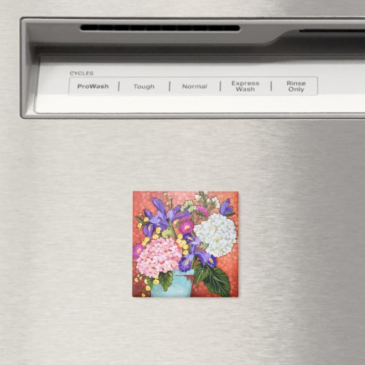 "Iris en vrienden" Fine Art Bloemen Vierkante Magn Magneet (Insitu (Vaatwasser))