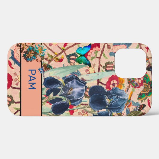 IRIS EN WILLIAM MORRIS iPhone 12 HOESJE DIY NAME (Achterkant (horizontaal))