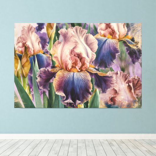 *~* IRIS Fantasy Floral TV2 Stretched Canvas Print (Insitu (Houten vloer))