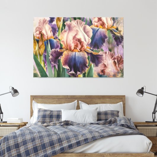 *~* IRIS Fantasy Floral TV2 Stretched Canvas Print (Insitu (Slaapkamer))