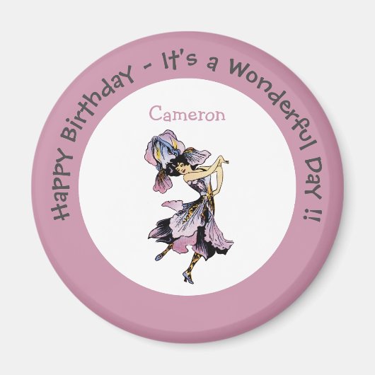 Iris - Fleur-de-Lis Whimsical Flower Party Supply Magneet (Voorkant)