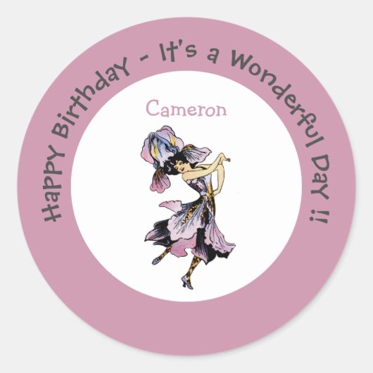 Iris - Fleur-de-Lis Whimsical Flower Party Supply Ronde Sticker (Voorkant)