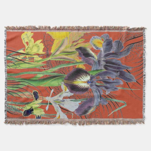 Iris Floral Fantasy Red 2.0 Deken (Voorkant)