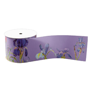 Iris Floral Flowers Garden Grosgrain Ribbon Lint