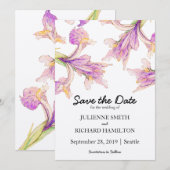 Iris Floral Modern Botanical Wedding Save the Date (Voorkant / Achterkant)