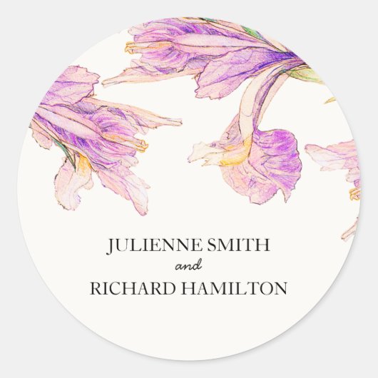 Iris Floral Modern Botanisch Bruiloft Sticker (Voorkant)