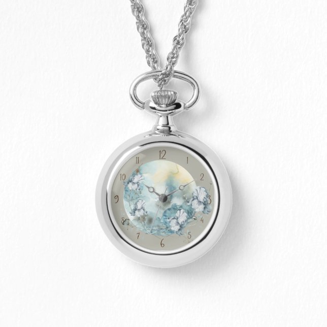 Iris Floral Moon Ketting horloge (Voorkant)