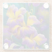 Iris Floral Paarse en goudblauwe bladeren Glazen Onderzetter (Achterkant)