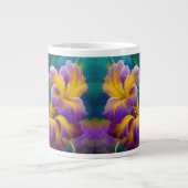 Iris Floral Paarse en goudblauwe bladeren Grote Koffiekop (Voorkant)