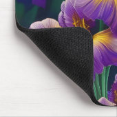 Iris Floral Paarse en goudblauwe bladeren Muismat (Hoek)