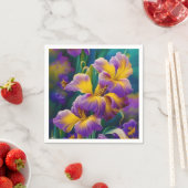 Iris Floral Paarse en goudblauwe bladeren Servet (Insitu)