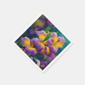 Iris Floral Paarse en goudblauwe bladeren Servet (Hoek)