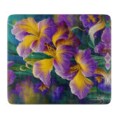 Iris Floral Paarse en goudblauwe bladeren Snijplank (Voorkant)