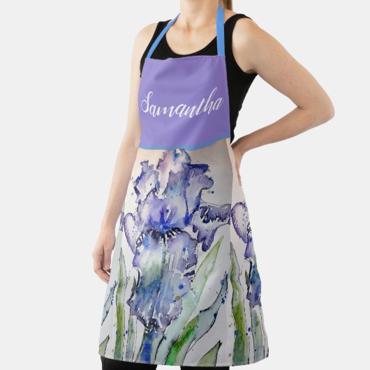 Iris Floral Shabby Chic Paarse Lavender Apron Schort (Insitu)