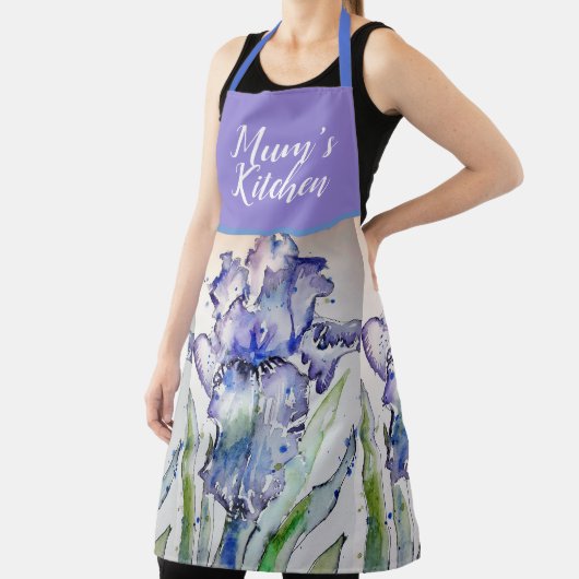 Iris Floral Shabby Chic Paarse Lavender Mum Apron Schort (Insitu)
