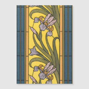 Iris Flower Art Nouveau Glas in lood blauw goud