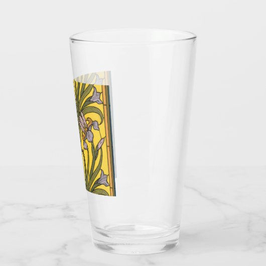 Iris Flower Art Nouveau Glas in lood blauw goud (Links)