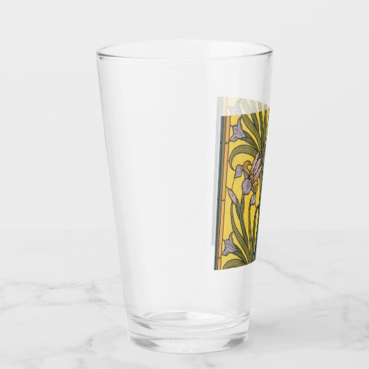Iris Flower Art Nouveau Glas in lood blauw goud (Rechts)