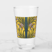 Iris Flower Art Nouveau Glas in lood blauw goud (Voorkant)