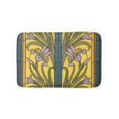 Iris Flower Art Nouveau Glas in lood blauw goud Badmat (Voorkant)