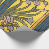 Iris Flower Art Nouveau Glas in lood blauw goud Cadeaupapier (Hoek)