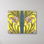Iris Flower Art Nouveau Glas in lood blauw goud Canvas Afdruk (Voorkant)