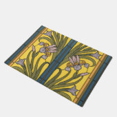Iris Flower Art Nouveau Glas in lood blauw goud Deurmat (Schuin)