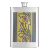 Iris Flower Art Nouveau Glas in lood blauw goud Flacon (Voorkant)