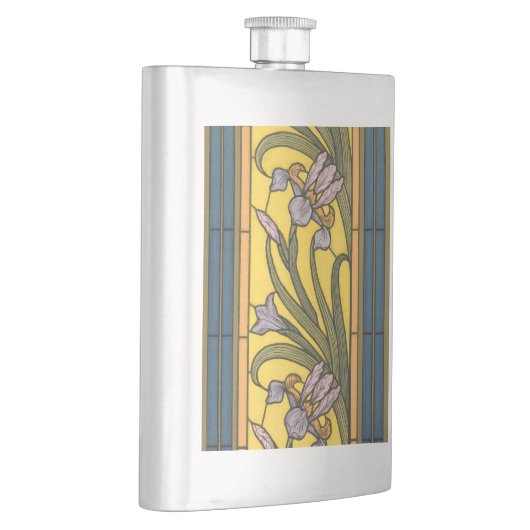 Iris Flower Art Nouveau Glas in lood blauw goud Flacon (Rechts)