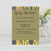 Iris Flower Art Nouveau Glas in lood blauw goud Kaart (Staand voorkant)