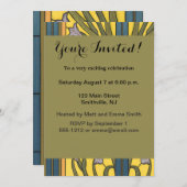 Iris Flower Art Nouveau Glas in lood blauw goud Kaart (Voorkant / Achterkant)