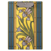 Iris Flower Art Nouveau Glas in lood blauw goud Klembord (Voorkant)