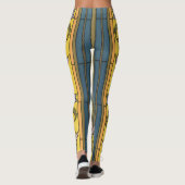 Iris Flower Art Nouveau Glas in lood blauw goud Leggings (Achterkant)