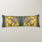 Iris Flower Art Nouveau Glas in lood blauw goud Lichaamskussen (Achterkant)