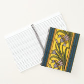 Iris Flower Art Nouveau Glas in lood blauw goud Notitieboek (Binnen)