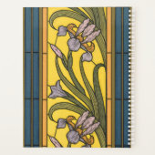 Iris Flower Art Nouveau Glas in lood blauw goud Planner (Achterkant)
