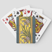 Iris Flower Art Nouveau Glas in lood blauw goud Pokerkaarten (Achterkant)