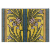 Iris Flower Art Nouveau Glas in lood blauw goud Snijplank (Voorkant)