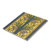 Iris Flower Art Nouveau Glas in lood blauw goud Tegeltje (Zijkant)